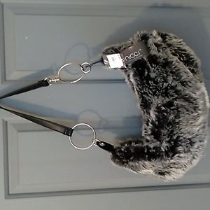 NWT minicci brand faux fur purse black and gray